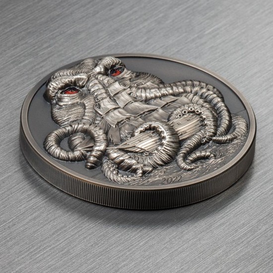 H.P. Lovecraft - Cthulhu 2022 Palau 3 uncia antikolt ezüst pénzérme H.P. Lovecraft - Cthulhu 2022 Palau 3 uncia antikolt ezüst pénzérme