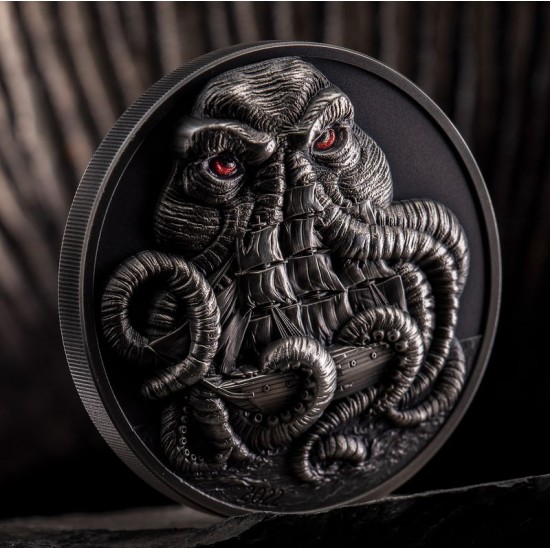 H.P. Lovecraft - Cthulhu 2022 Palau 3 uncia antikolt ezüst pénzérme H.P. Lovecraft - Cthulhu 2022 Palau 3 uncia antikolt ezüst pénzérme