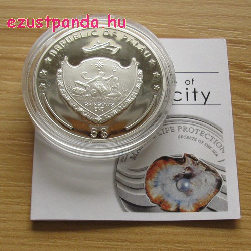 Kagyló igazgyönggyel Palau 2013 ezüst pénzérme Kagyló igazgyönggyel Palau 2013 ezüst pénzérme