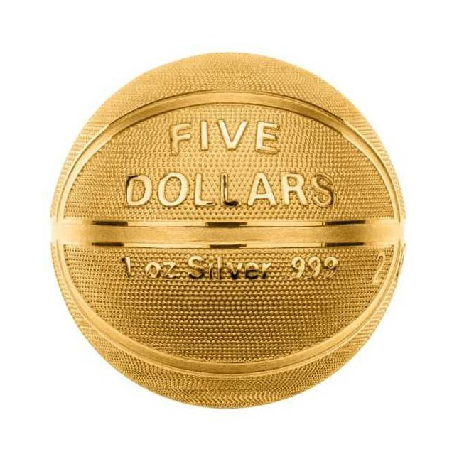 Kosárlabda 2020 1 uncia aranyozott ezüst pénzérme - GÖMB ALAKÚ!