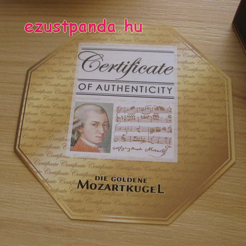 Mozartkugel csokigolyó 1 uncia aranyozott ezüst pénzérme