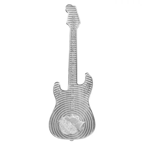 Fender Stratocaster gitár "Daphne Blue" 2023 1 uncia proof ezüst pénzérme - gitár alakú! Fender Stratocaster gitár "Daphne Blue" 2023 1 uncia proof ezüst pénzérme - gitár alakú!