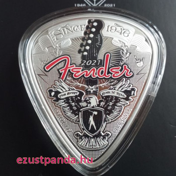 Fender gitár 75 éves 2021 1 uncia proof ezüst pénzérme - pengető alakú érme!