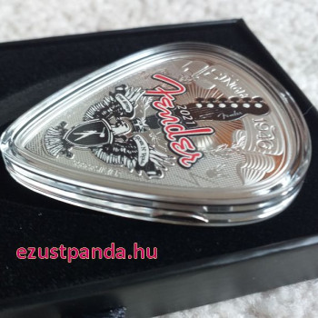 Fender gitár 75 éves 2021 1 uncia proof ezüst pénzérme - pengető alakú érme!