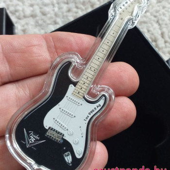 Fender Stratocaster gitár 2021 1 uncia proof ezüst pénzérme - gitár alakú érme!