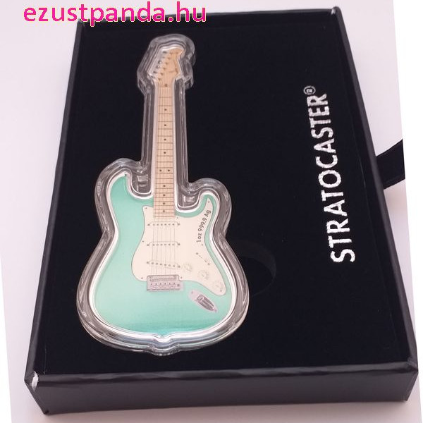 Fender Stratocaster gitár "Surf Green" 2022 1 uncia proof ezüst pénzérme - gitár alakú! Fender Stratocaster gitár "Surf Green" 2022 1 uncia proof ezüst pénzérme - gitár alakú!