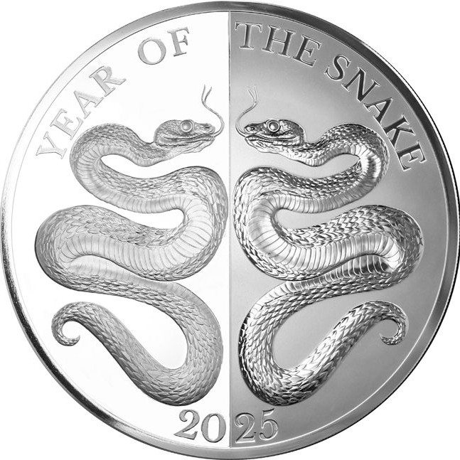Tokelau Kígyó éve "Mirror Snakes" 2025 1 uncia proof ezüst pénzérme - CSAK 500 PÉLDÁNY!