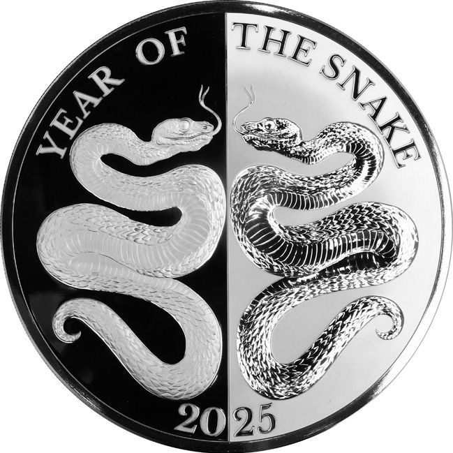 Tokelau Kígyó éve "Mirror Snakes" 2025 1 uncia proof ezüst pénzérme - CSAK 500 PÉLDÁNY!