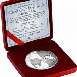 Tokelau Bivaly éve "Mirror Oxen" 2021 1 uncia proof ezüst pénzérme - CSAK 500 PÉLDÁNY!