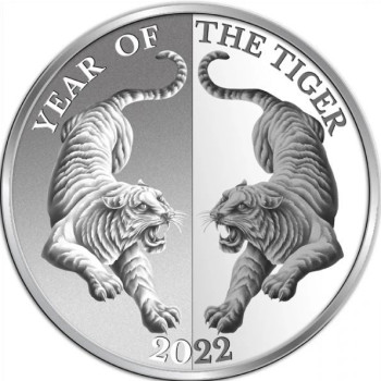 Tokelau Tigris éve "Mirror Tigers" 2022 1 uncia proof ezüst pénzérme - CSAK 500 PÉLDÁNY!