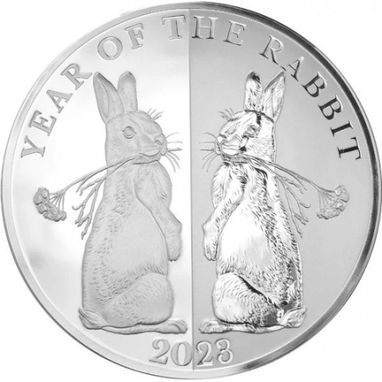 Tokelau Nyúl éve "Mirror rabbits" 2023 1 uncia proof ezüst pénzérme - CSAK 500 PÉLDÁNY!