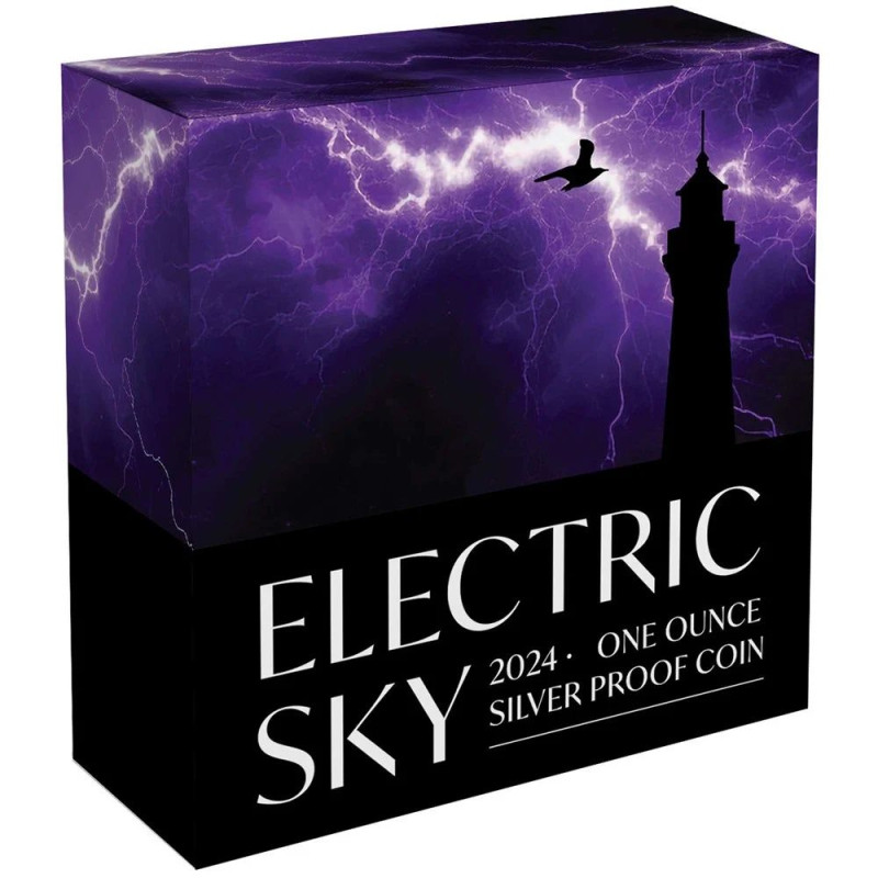 Tengeri vihar - Electric Sky 2024 Tuvalu 1 uncia prof ezüst pénzérme - CSAK 2.000 PÉLDÁNY!