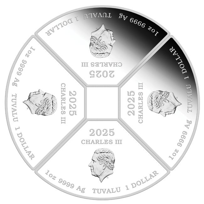 Lunar Kígyó éve 2025 4x1 uncia színes proof ezüst érmeszett ("kvadráns szett")