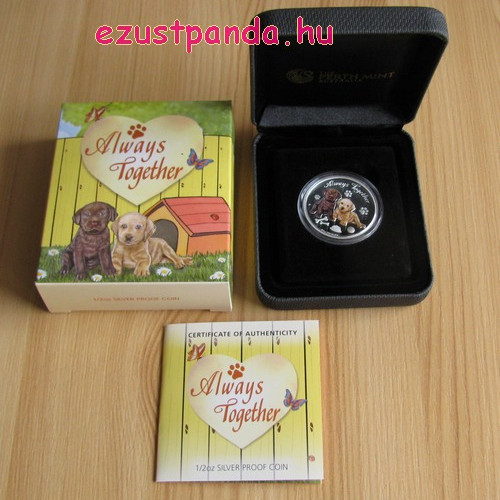 Mindig együtt - Always Together 2016 Labrador kutya 1/2 uncia színes ezüst pénzérme