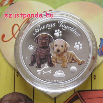 Mindig együtt - Always Together 2016 Labrador kutya 1/2 uncia színes ezüst pénzérme
