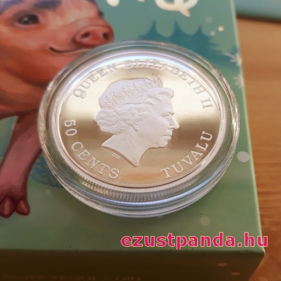 Kismalac ("Bébi Disznó") 2019 1/2 uncia színes ezüst pénzérme