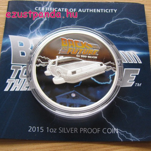 Vissza a jövőbe 2015 1 uncia proof ezüst pénzérme DeLorean autóval