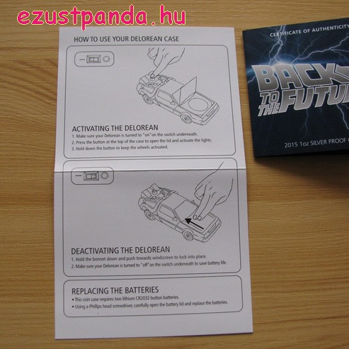 Vissza a jövőbe 2015 1 uncia proof ezüst pénzérme DeLorean autóval