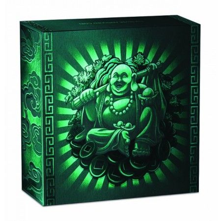 Nevető Buddha - Tuvalu 2019 1 uncia ezüst pénzérme jádekővel