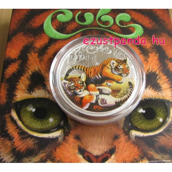 Tigriskölykök 2016 1/2 uncia színes ezüst pénzérme