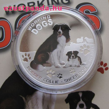 Border Collie kutya 2011 1 uncia proof ezüst pénzérme
