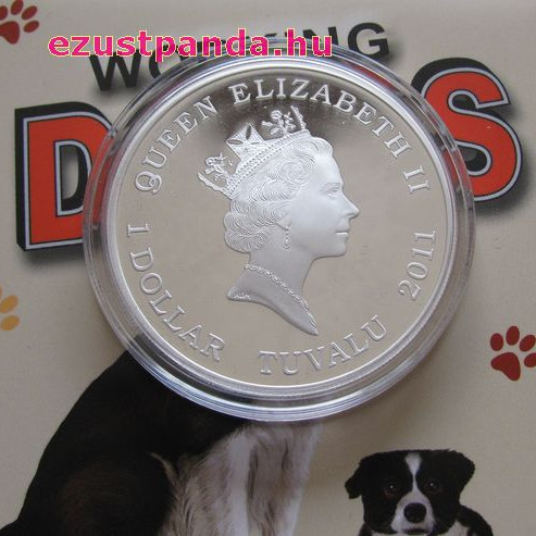 Border Collie kutya 2011 1 uncia proof ezüst pénzérme