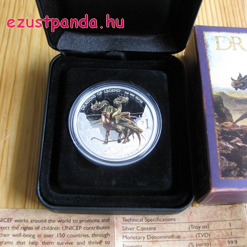 Háromfejű sárkány - 2013 1 uncia proof ezüst pénzérme Háromfejű sárkány - 2013 1 uncia proof ezüst pénzérme