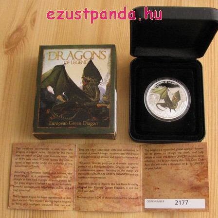 Európai zöld sárkány - 2013 1 uncia proof ezüst pénzérme
