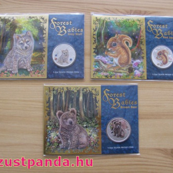 Erdei kölykök - Forest Babies 2013 3x 1/2 uncia színes ezüst érmesorozat