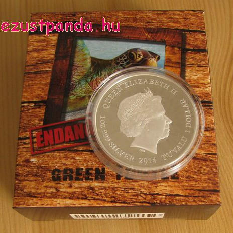 Zöld teknős 2014 1 uncia proof ezüst pénzérme