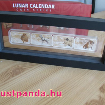 Lunar Kutya éve 2018 4x1 uncia színes proof ezüst érmeszett Lunar Kutya éve 2018 4x1 uncia színes proof ezüst érmeszett