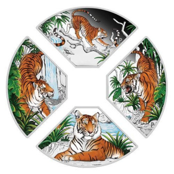 Lunar Tigris éve 2022 4x1 uncia színes proof ezüst érmeszett ("kvadráns szett") Lunar Tigris éve 2022 4x1 uncia színes proof ezüst érmeszett ("kvadráns szett")
