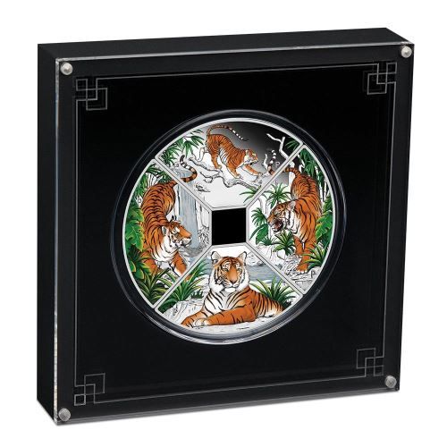 Lunar Tigris éve 2022 4x1 uncia színes proof ezüst érmeszett ("kvadráns szett") Lunar Tigris éve 2022 4x1 uncia színes proof ezüst érmeszett ("kvadráns szett")