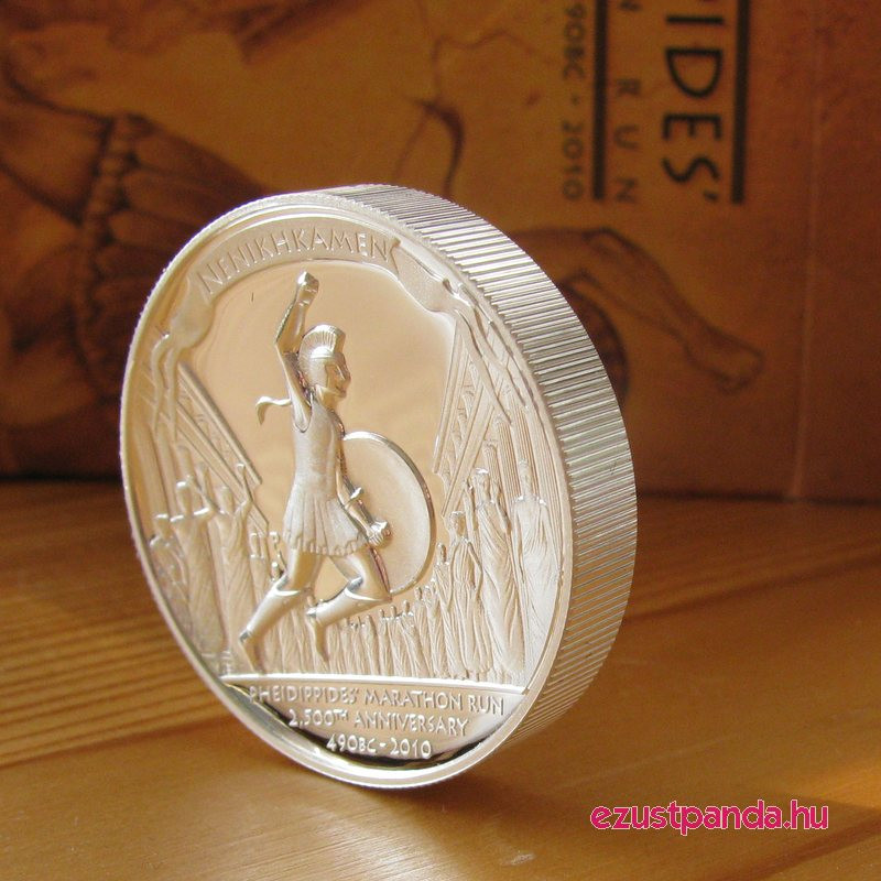 Marathon Pheidippides 2010 1 uncia high relief ezüst pénzérme Marathon Pheidippides 2010 1 uncia high relief ezüst pénzérme