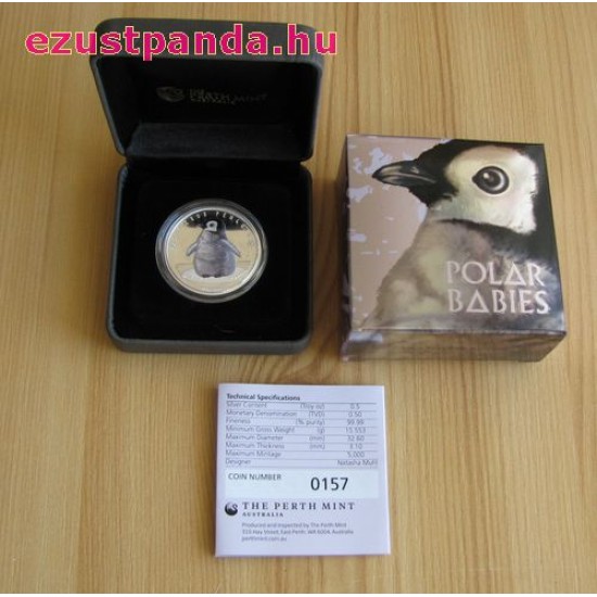 Pingvincsibe 2017 1/2 uncia színes ezüst pénzérme