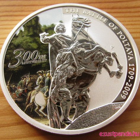 Poltavai csata 300. évfordulója 2009 1 uncia proof ezüst pénzérme Poltavai csata 300. évfordulója 2009 1 uncia proof ezüst pénzérme