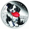 Kutyakölykök 2018 Border Collie 1/2 uncia színes ezüst pénzérme
