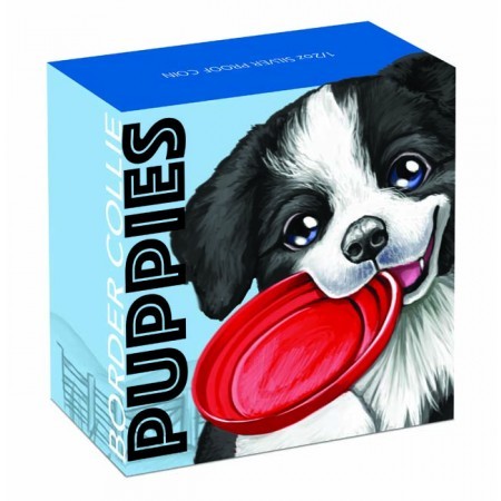 Kutyakölykök 2018 Border Collie 1/2 uncia színes ezüst pénzérme Kutyakölykök 2018 Border Collie 1/2 uncia színes ezüst pénzérme