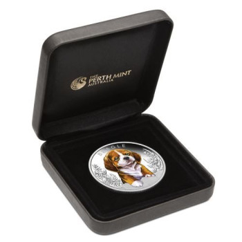 Kutyakölykök 2018 Beagle 1/2 uncia színes ezüst pénzérme