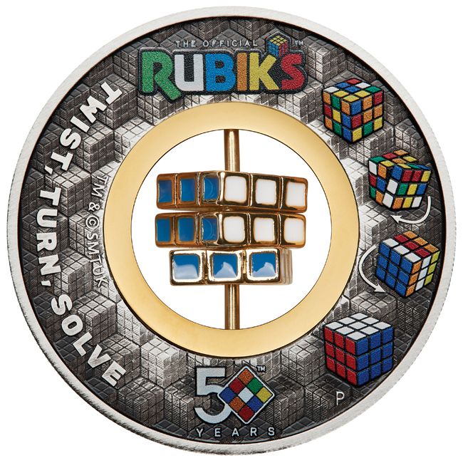 Rubik-kocka 50 éves 2024 2 uncia antikolt ezüst pénzérme - CSAK 3000 PÉLDÁNYBAN!