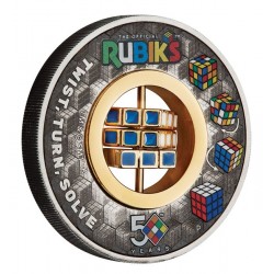 Rubik-kocka 50 éves 2024 2 uncia antikolt ezüst pénzérme - CSAK 3000 PÉLDÁNYBAN!