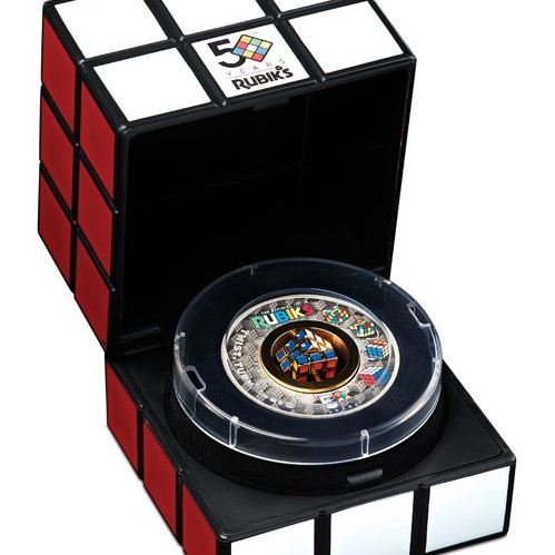 Rubik-kocka 50 éves 2024 2 uncia antikolt ezüst pénzérme - CSAK 3000 PÉLDÁNYBAN!