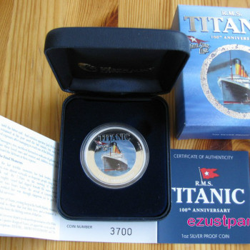 Titanic 100 éves évforduló 2012 1 uncia proof ezüst pénzérme