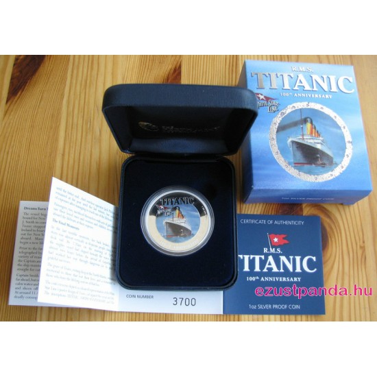 Titanic 100 éves évforduló 2012 1 uncia proof ezüst pénzérme