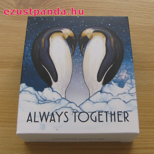 Mindig együtt - Always Together 2018 Pingvinek 1/2 uncia színes ezüst pénzérme