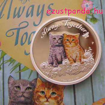 Mindig együtt - Cicák - Always Together 2015 1/2 uncia színes ezüst pénzérme Mindig együtt - Cicák - Always Together 2015 1/2 uncia színes ezüst pénzérme