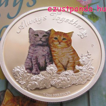 Mindig együtt - Cicák - Always Together 2015 1/2 uncia színes ezüst pénzérme