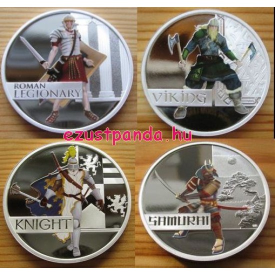 Nagy harcosok - Great Warriors 2010 4x1 uncia színes proof ezüst sorozat