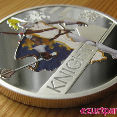 Középkori lovag 2010 1 uncia színes proof ezüst pénzérme Középkori lovag 2010 1 uncia színes proof ezüst pénzérme