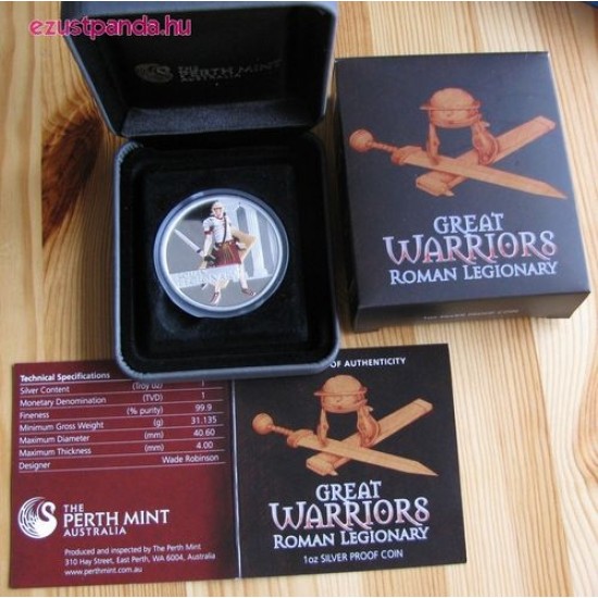 Római legionárius 2010 1 uncia színes proof ezüst pénzérme